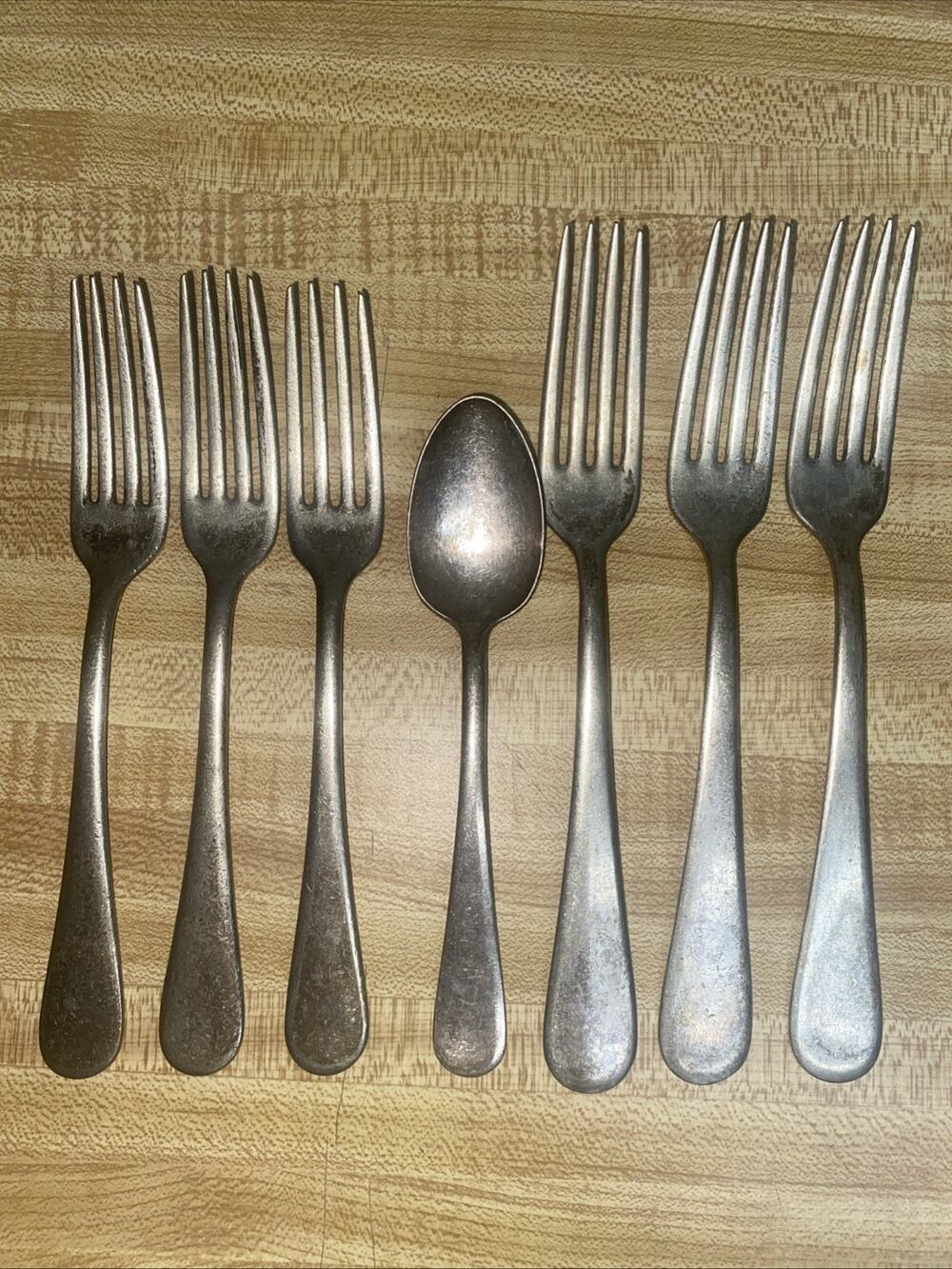 Set Of 7 Victor S. Co. A1 + Overlay Silverplate Forks & Spoon Act 1 Pattern